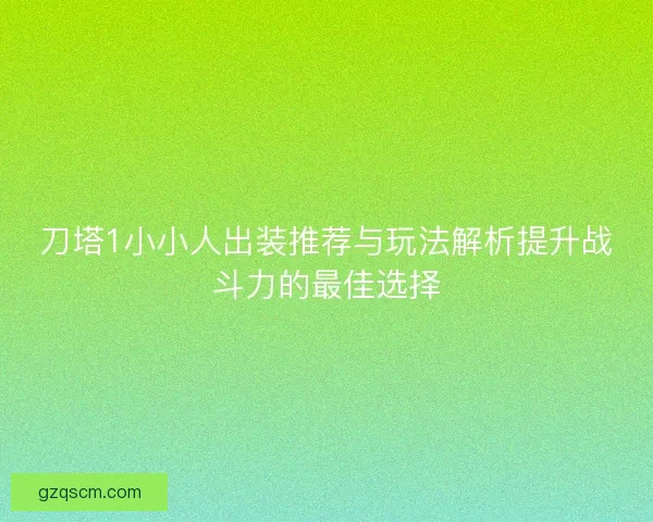 刀塔1小小人出装推荐与玩法解析提升战斗力的最佳选择