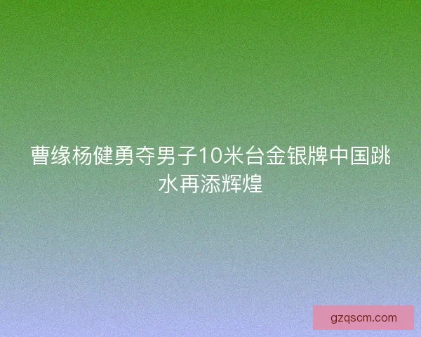 曹缘杨健勇夺男子10米台金银牌中国跳水再添辉煌
