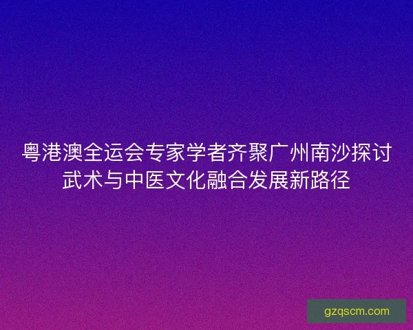 粤港澳全运会专家学者齐聚广州南沙探讨武术与中医文化融合发展新路径