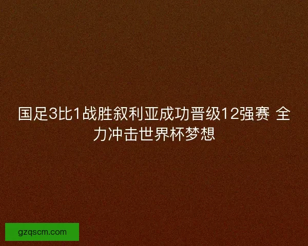 国足3比1战胜叙利亚成功晋级12强赛 全力冲击世界杯梦想